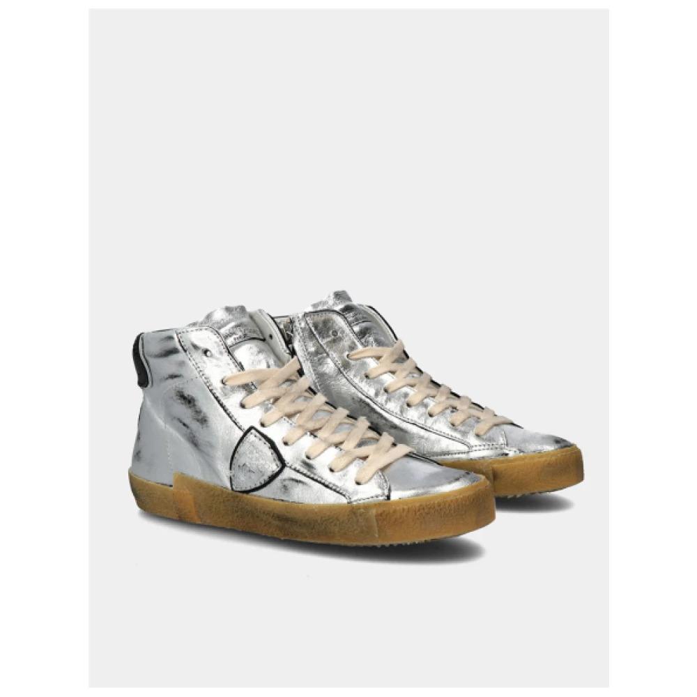 Vintage Pop High Top Sneakers in Silver