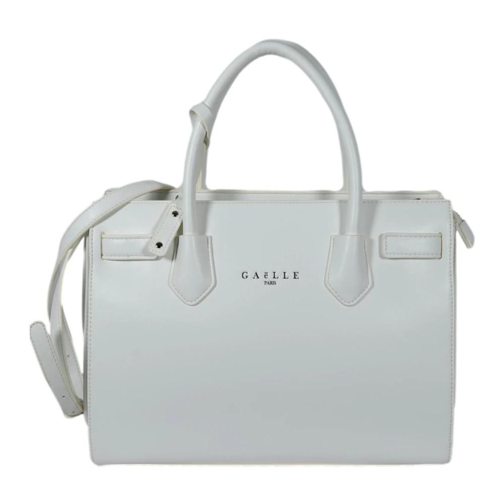 White Maxi Shopper Handbag with Logo