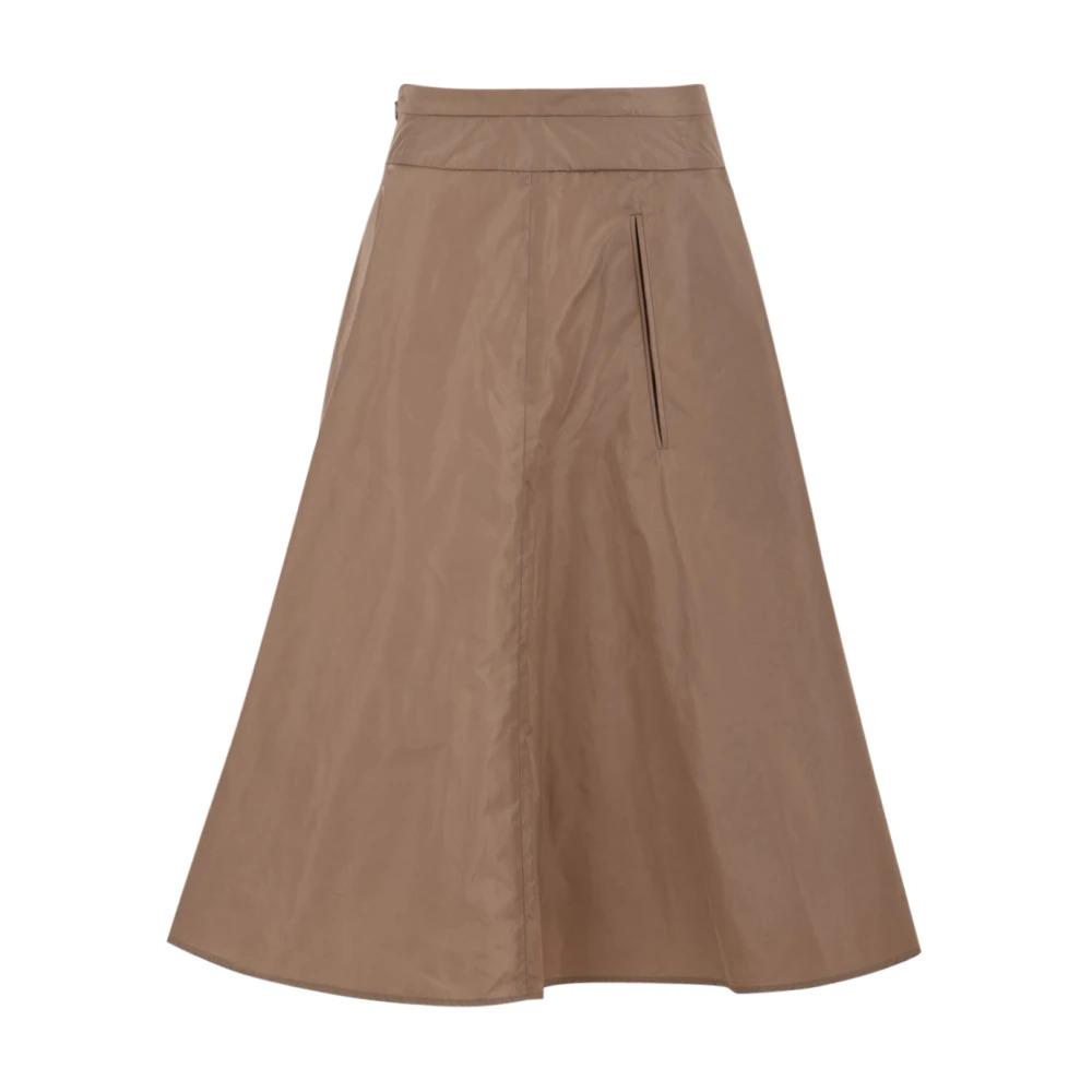 Camel Skirts with Side Zipper and Front/Back Pockets