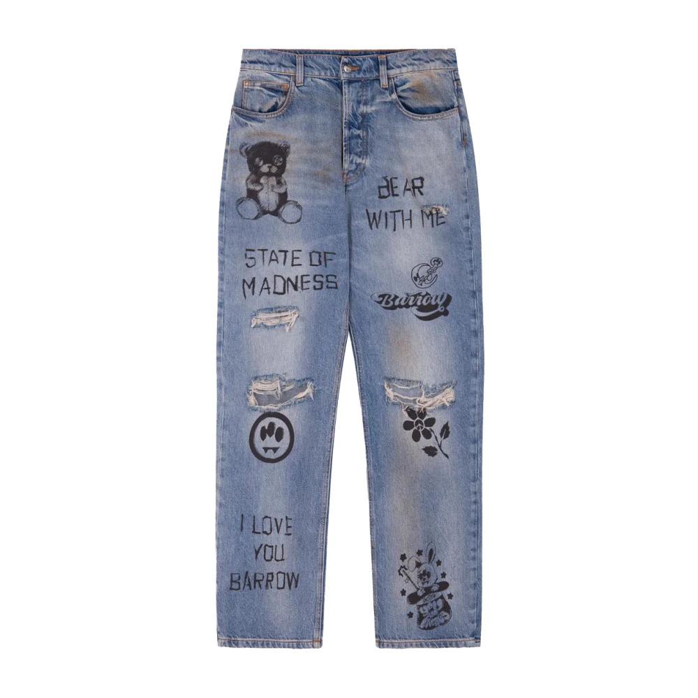 Sketch Effect Regular Fit Denim Jeans