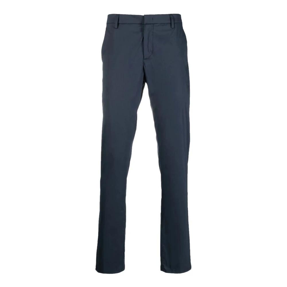 Blue Cotton Pants Straight Cut