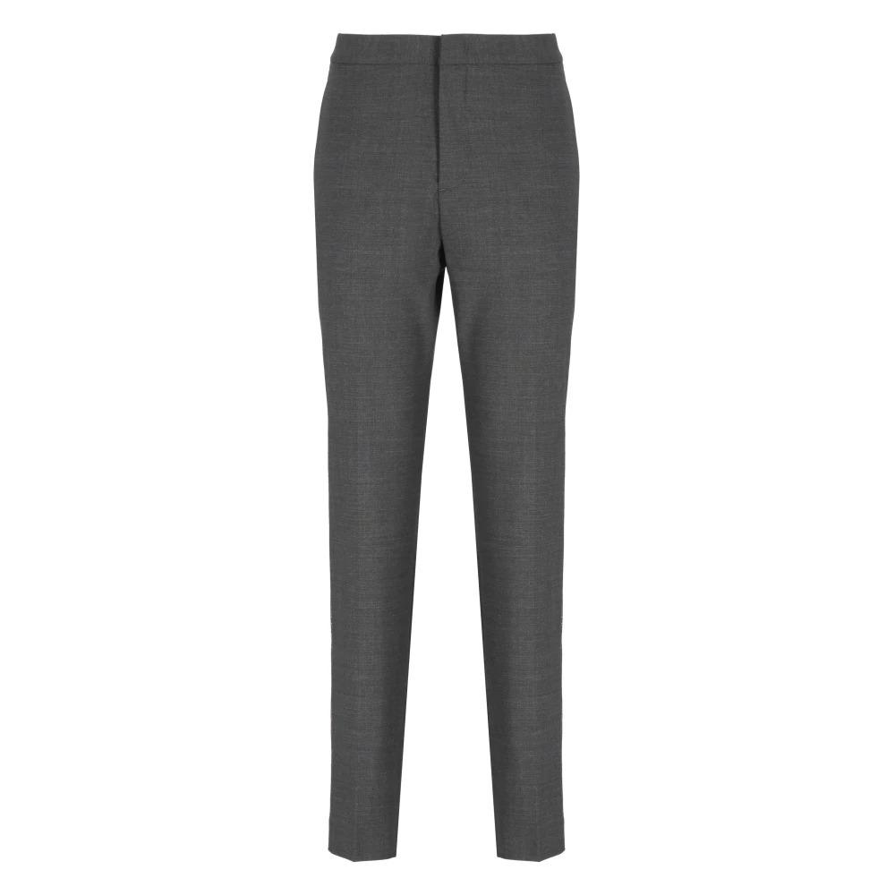 Anthracite Wool Trousers with Bright Details