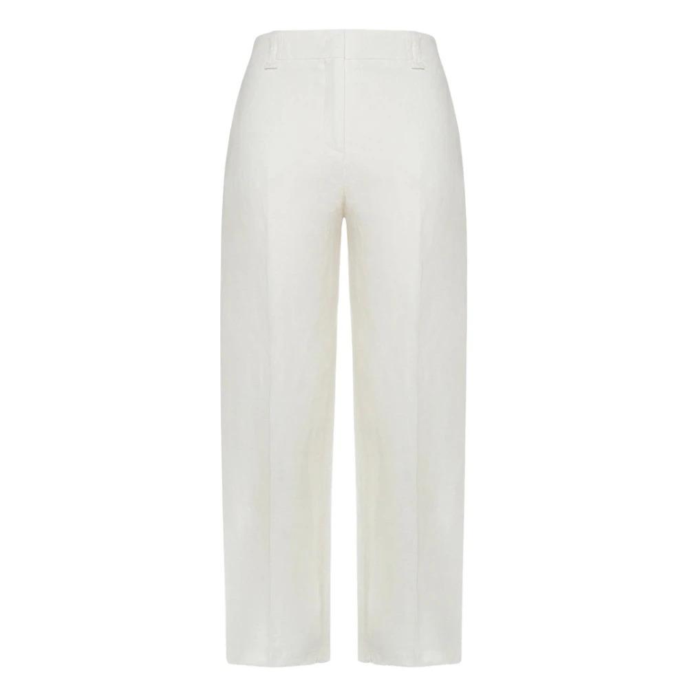 White Linen Trousers Straight Leg