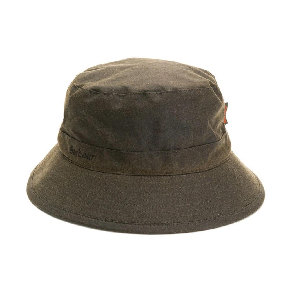 Waxed Cotton Bucket Hat Green/Brown