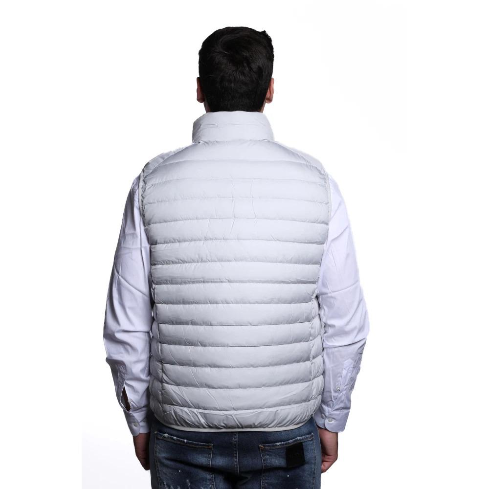 Light Grey Quilted Jacket with Rubber Patch