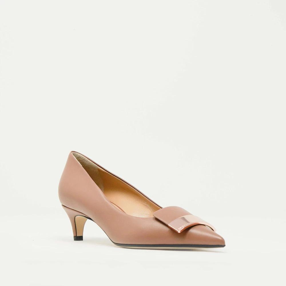 Beige Leather 3cm Heel Decollete - Size 36