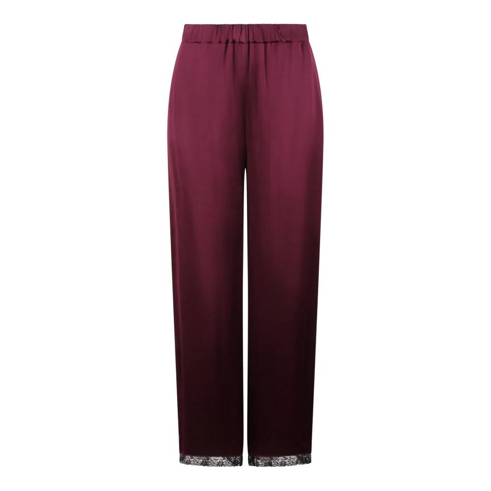 Elegant Lace Hem Wide Trousers