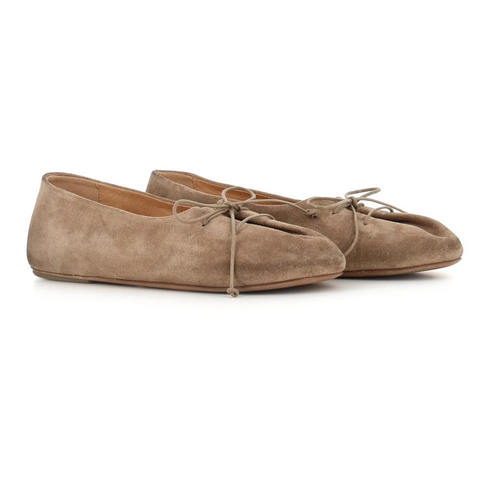 Brown Suede Ballerina Flat Shoes