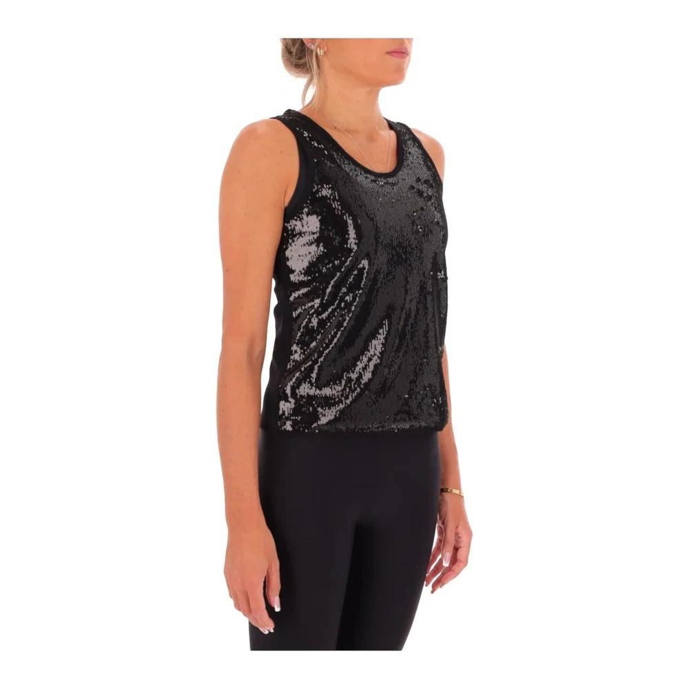 Black Sequin Sleeveless Top Veneto