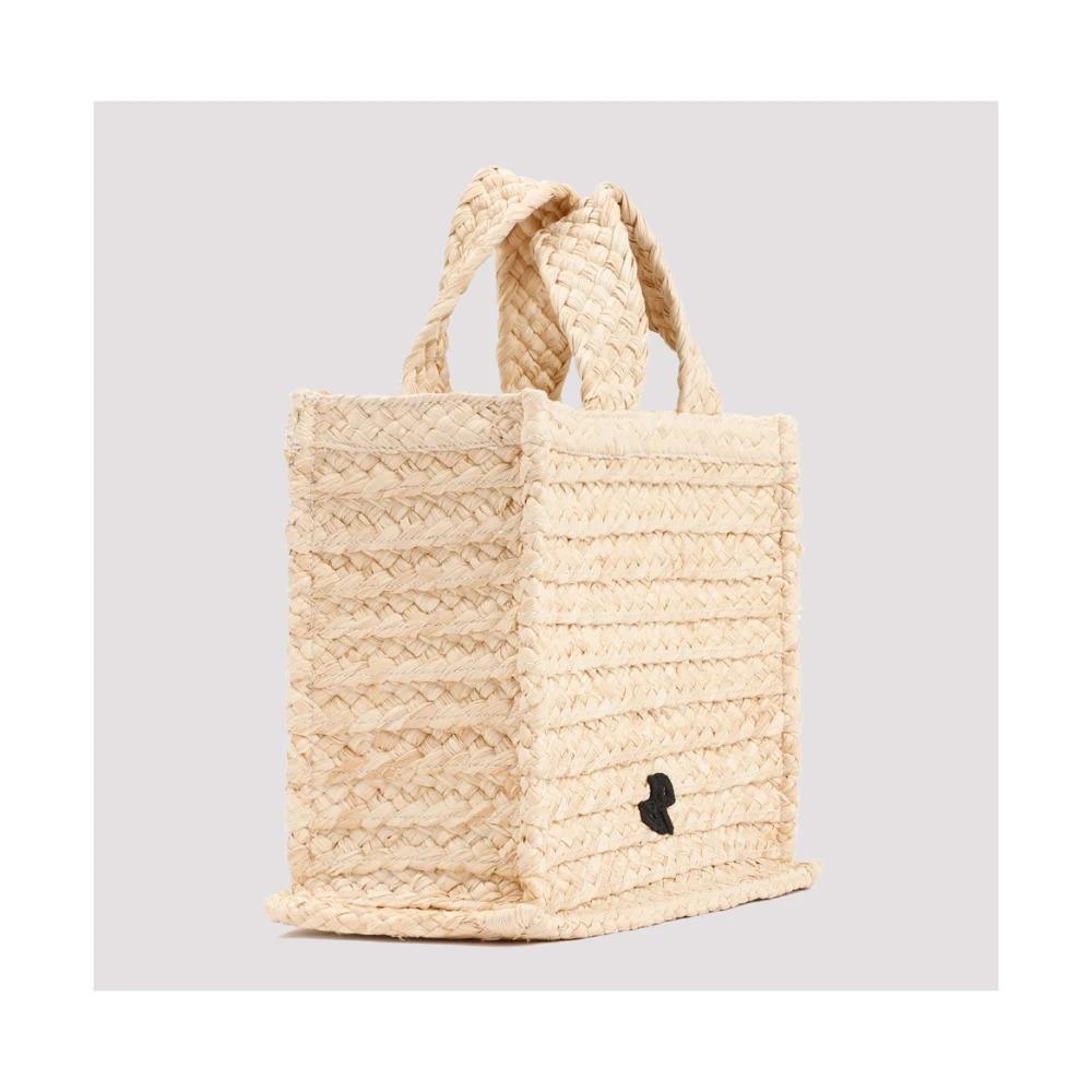 Beige Raffia Shopper Bag