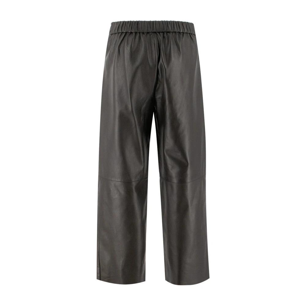 Wide-leg leather trousers for urban style