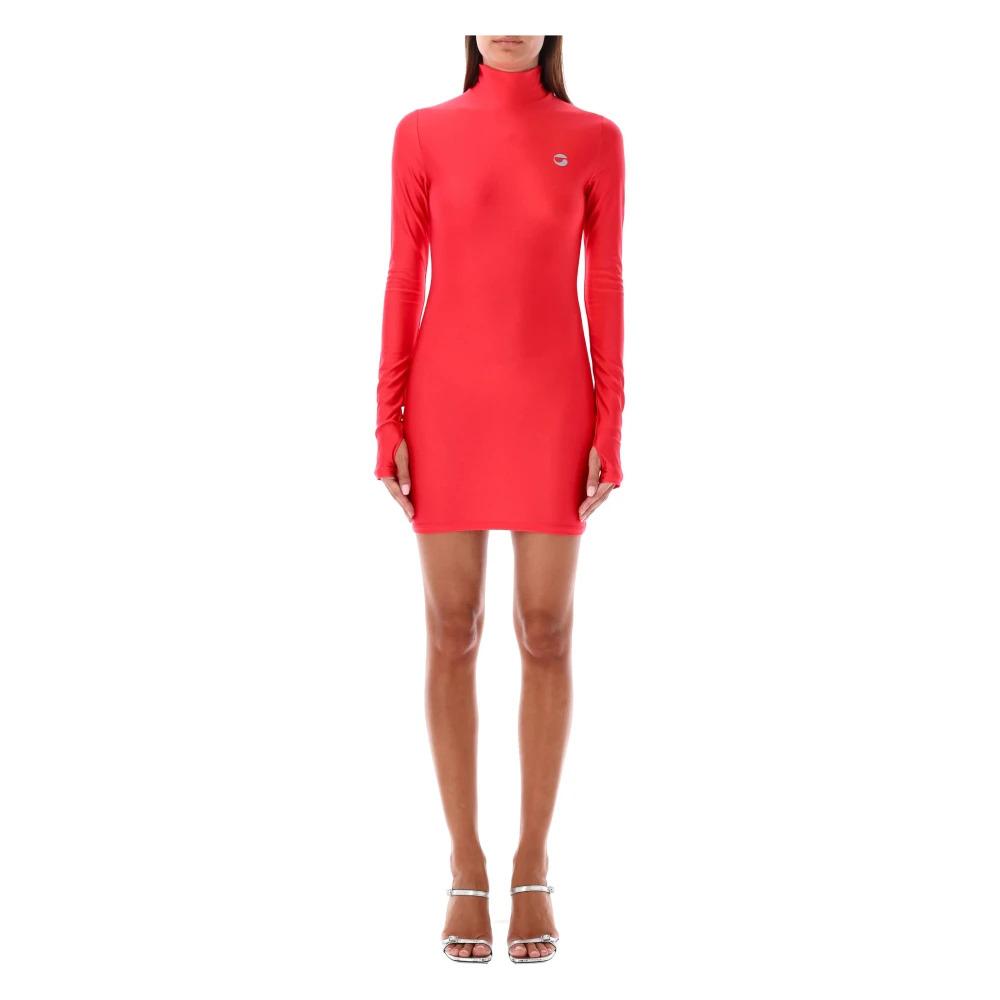 Red High Neck Mini Dress AW24