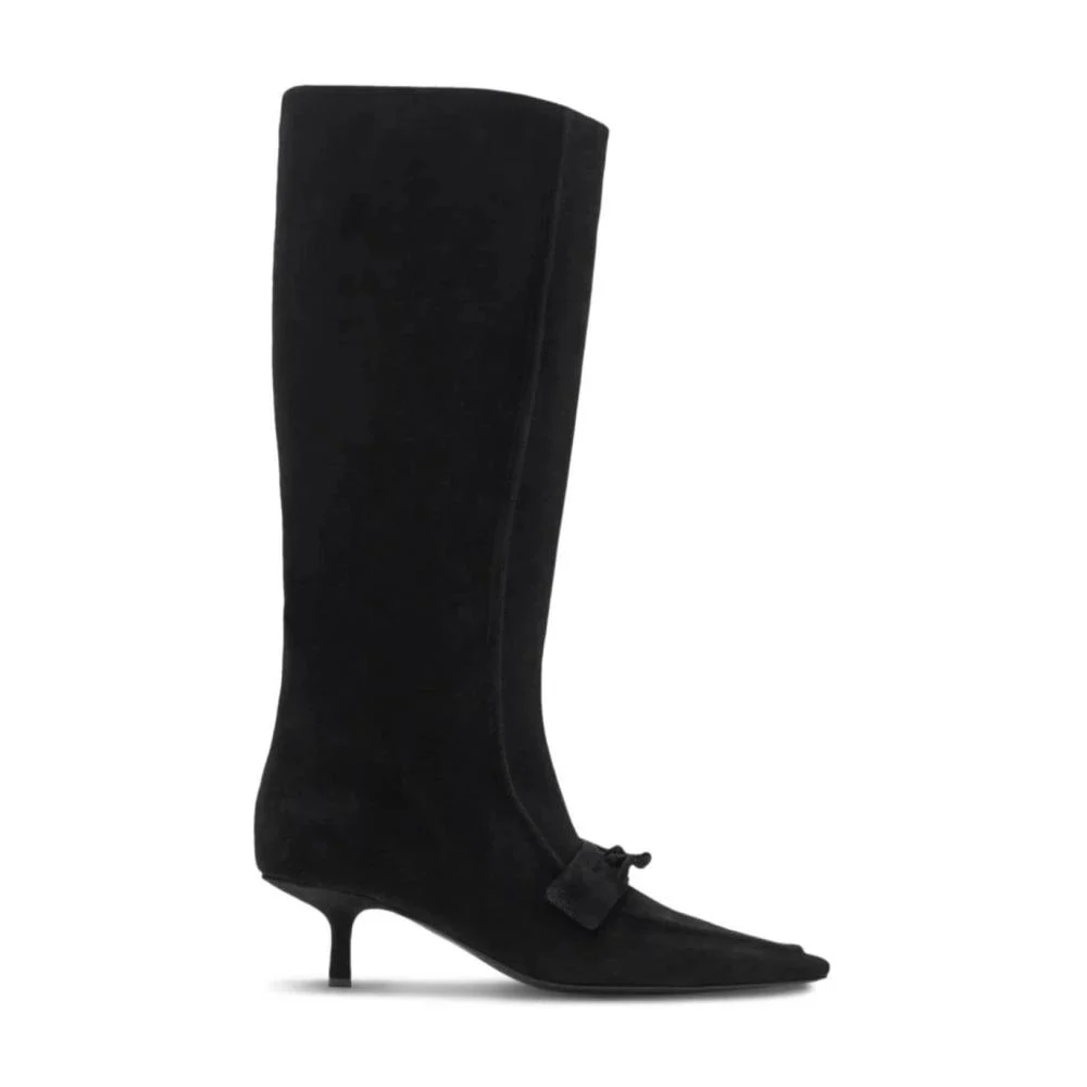 Black Suede High Boots with Tassel