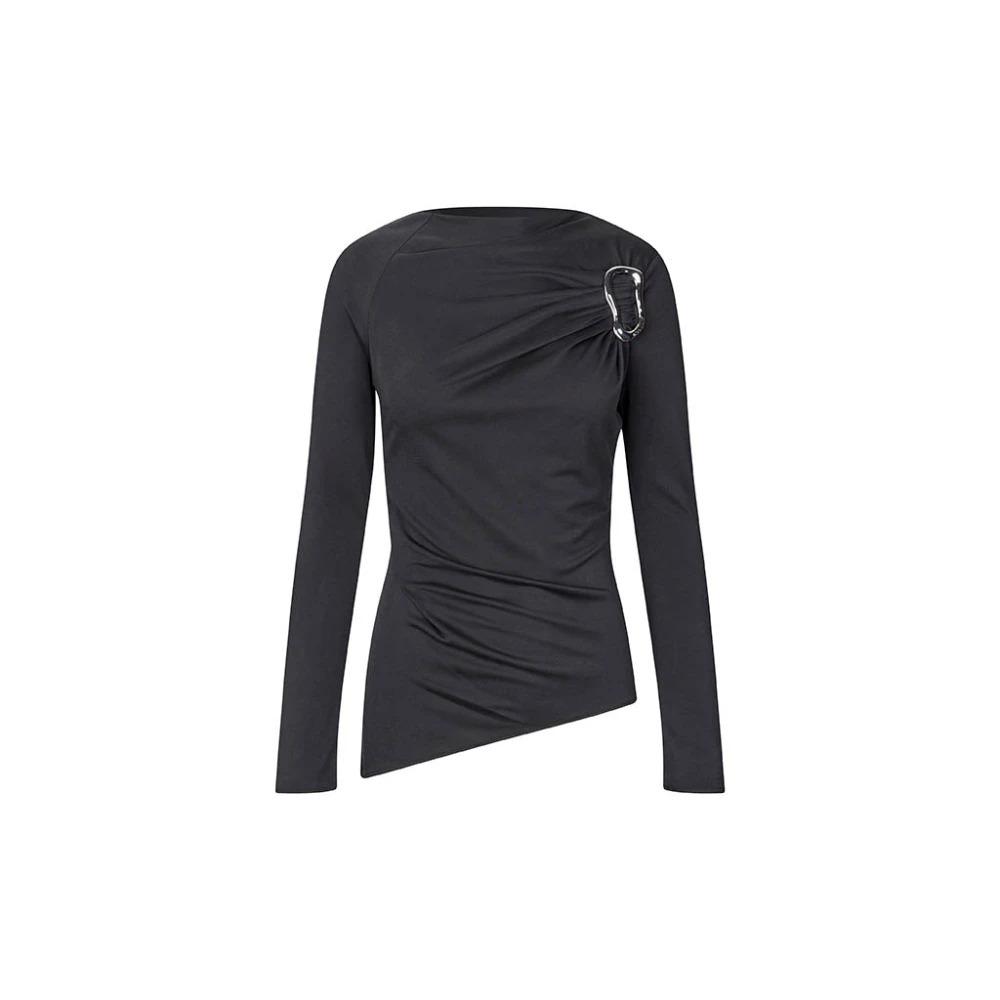 Black Long Sleeve Top with Buckle