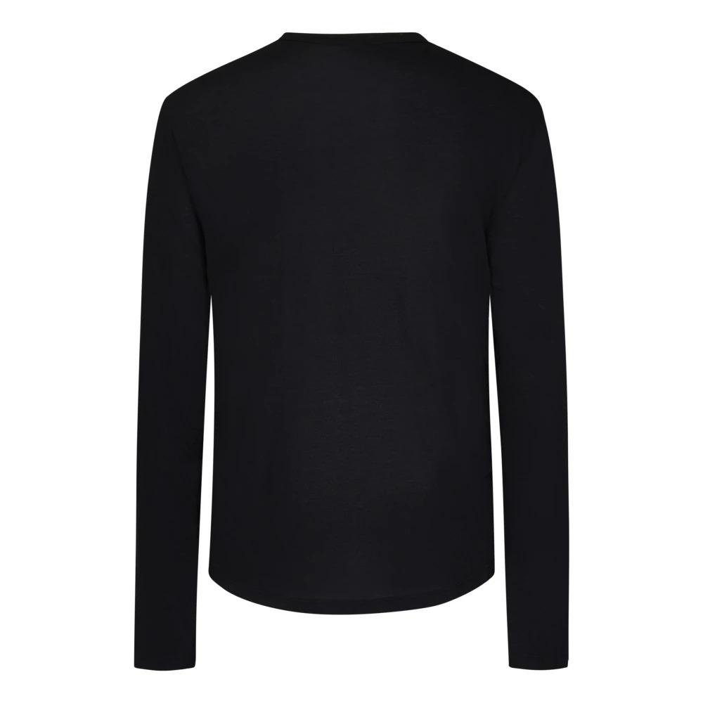 Black T-shirts and Polos with Ribbed Crew Neck