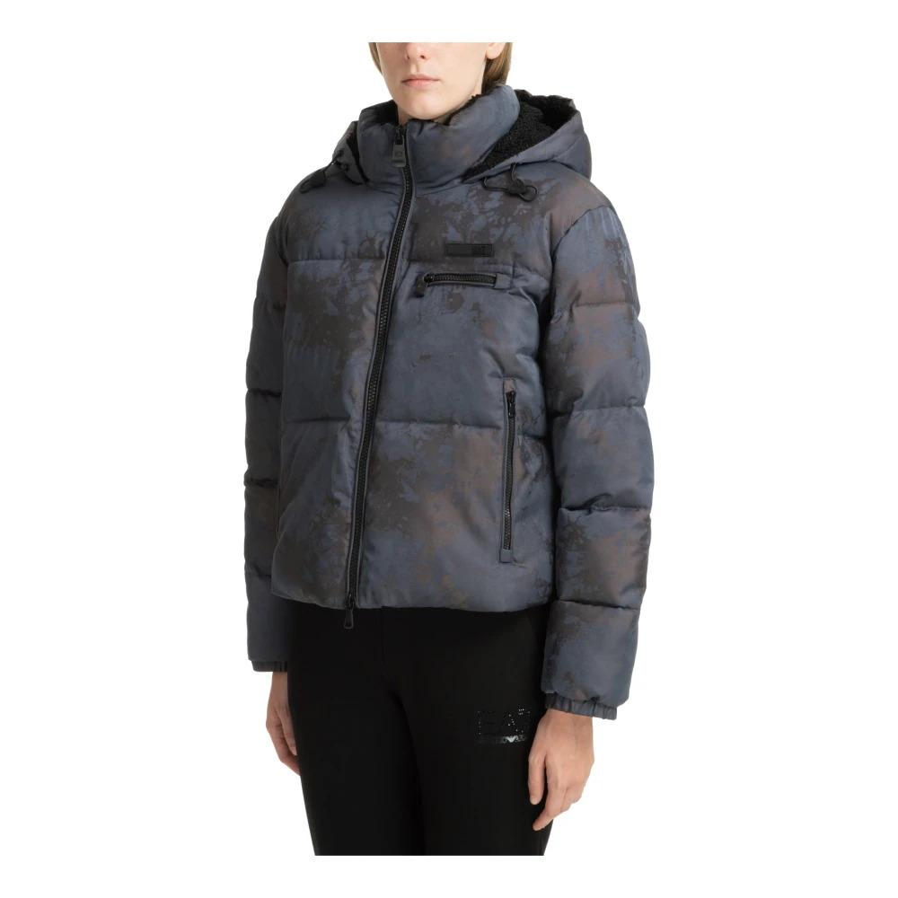 Camouflage Down Jacket with Zip Closure