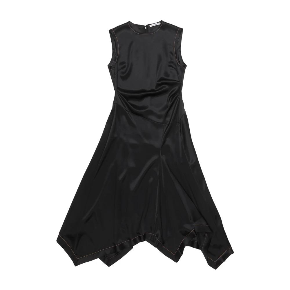 Black Satin Sleeveless Dress