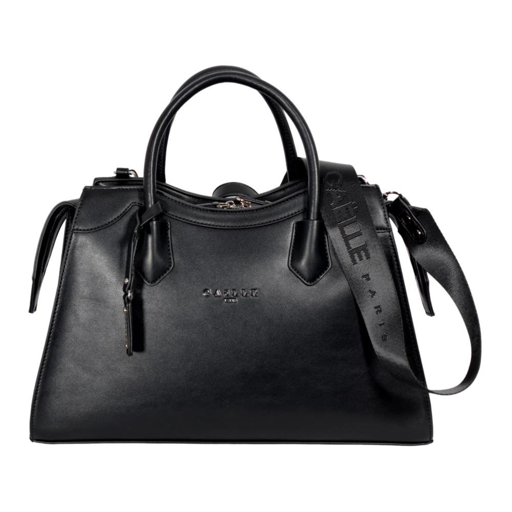 Black Eco Leather Shoulder Shopper Bag