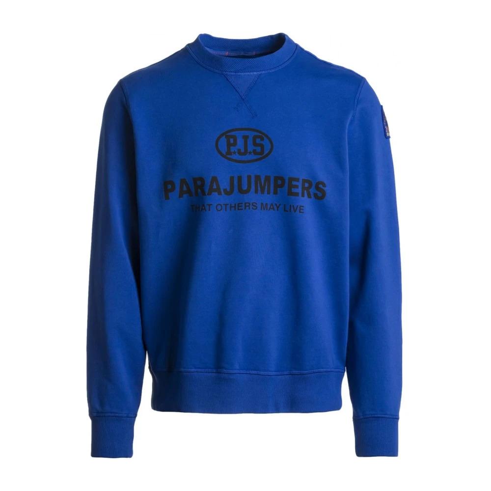 Blue Round Neck Sweatshirt with Parajumpers Logo