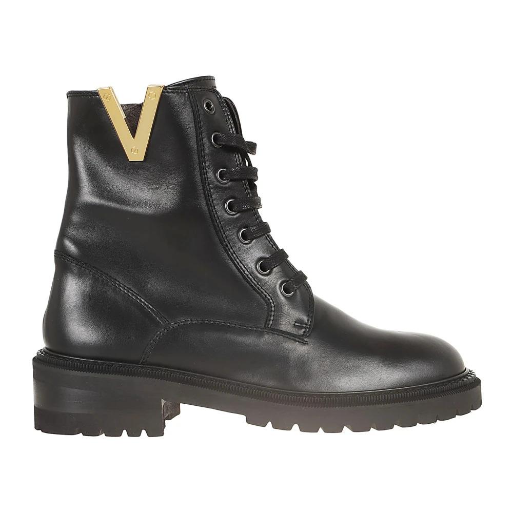 Black Calfskin Amphibious Boot with Studs