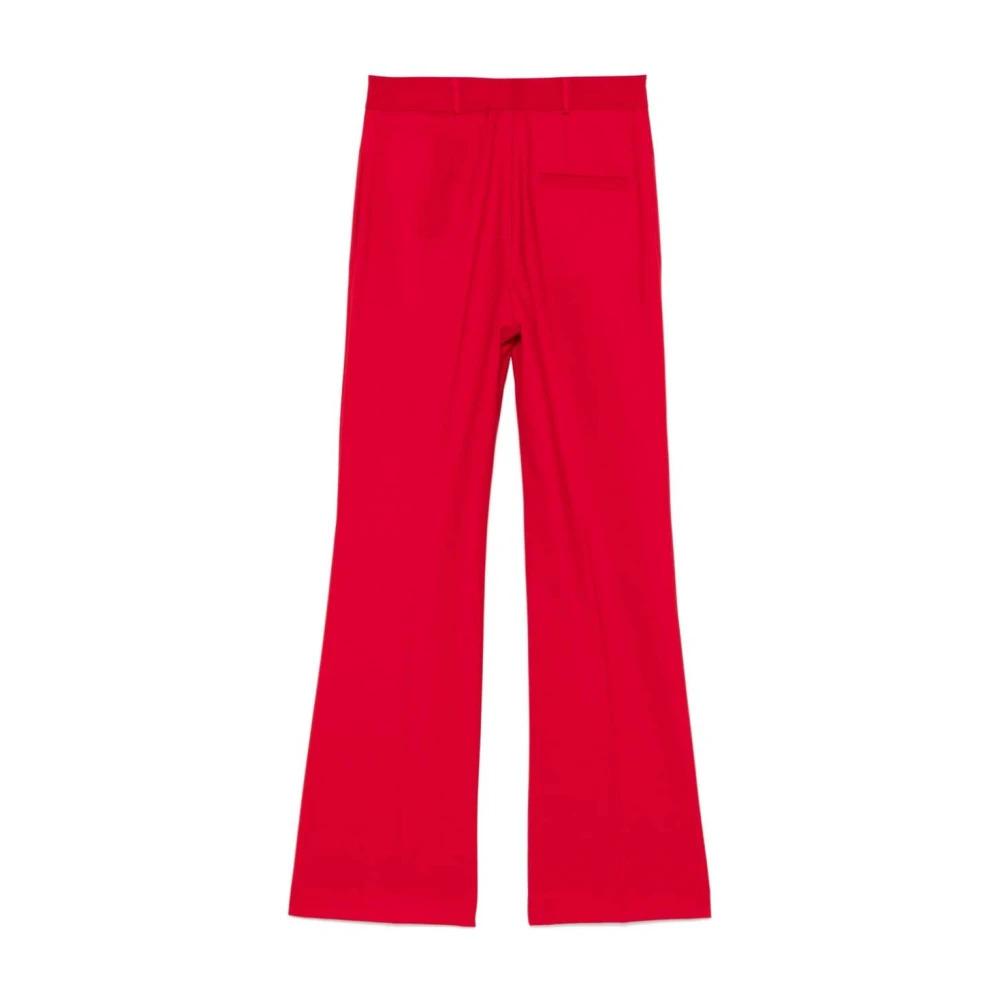 Red Tailored Trousers with Pleat Detailing