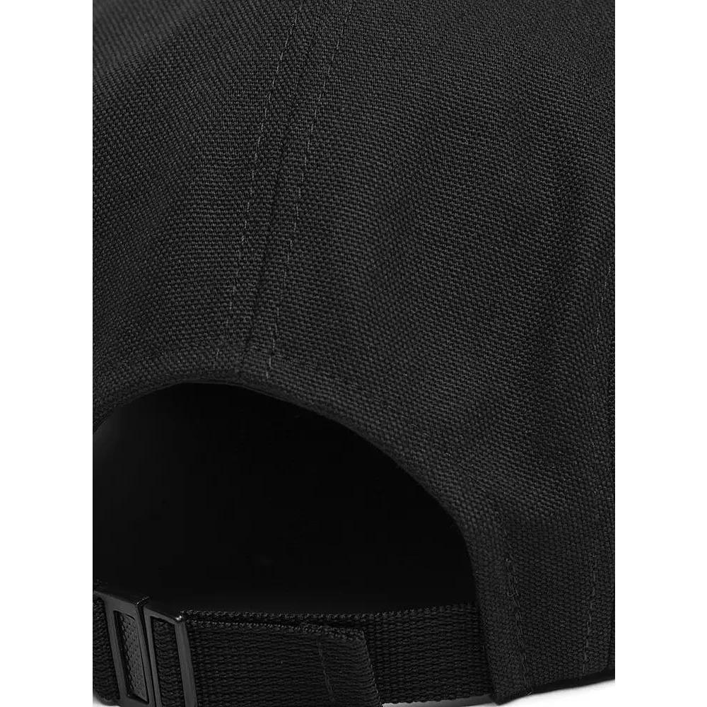 Black Canvas Cap with Flat Peak