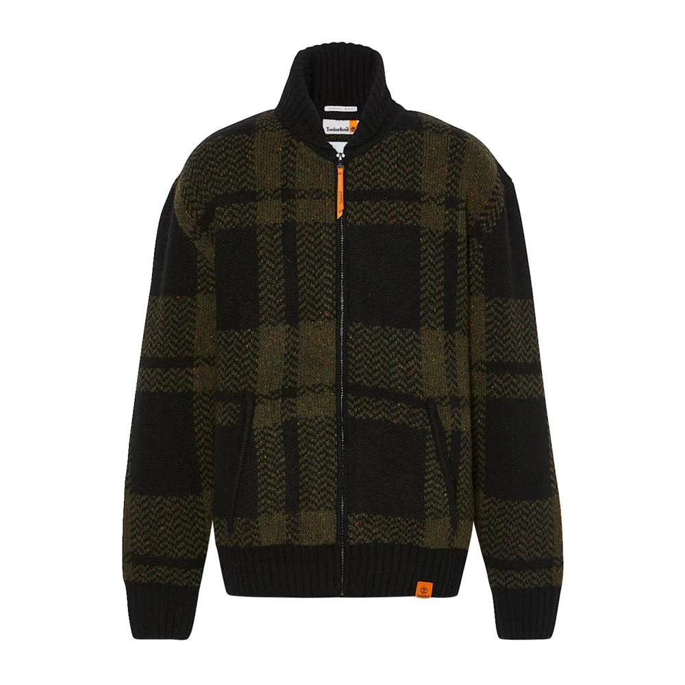 Men's Checkered Zip Cardigan