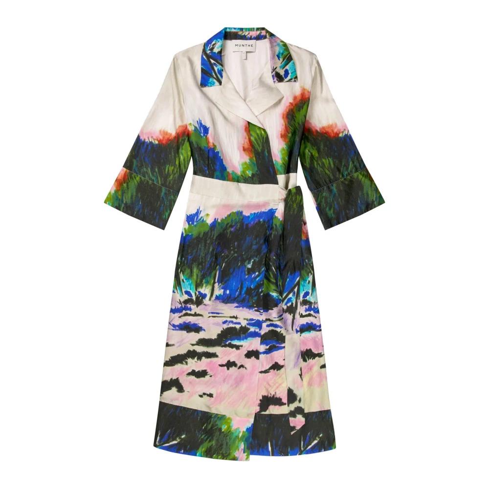 Silk Wrap Dress with Landscape Print