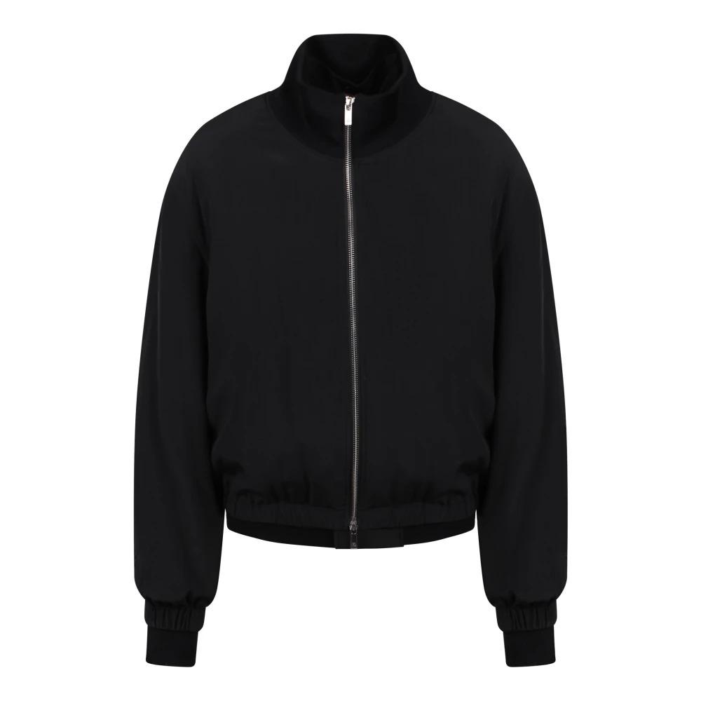 Layered Bomber Jacket with Zipper Closure