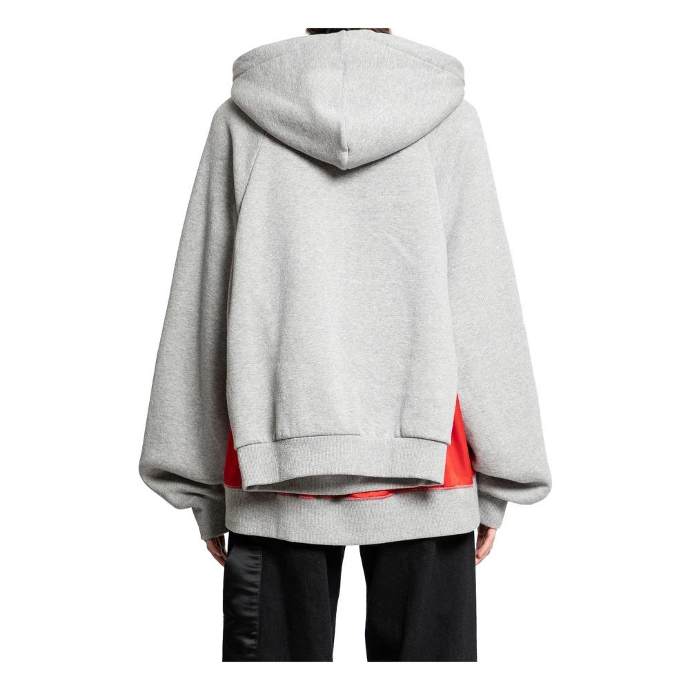 Gray Hooded Zip Sweatshirt with Logo