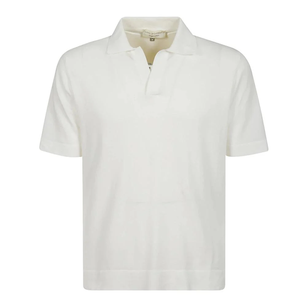 White V-Neck Cotton Polo Shirt