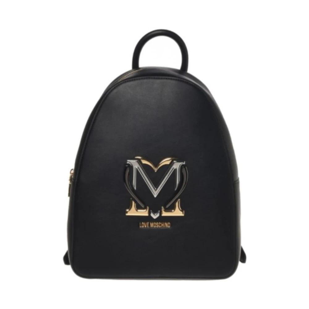 Elegant Black Backpack with Gold Heart