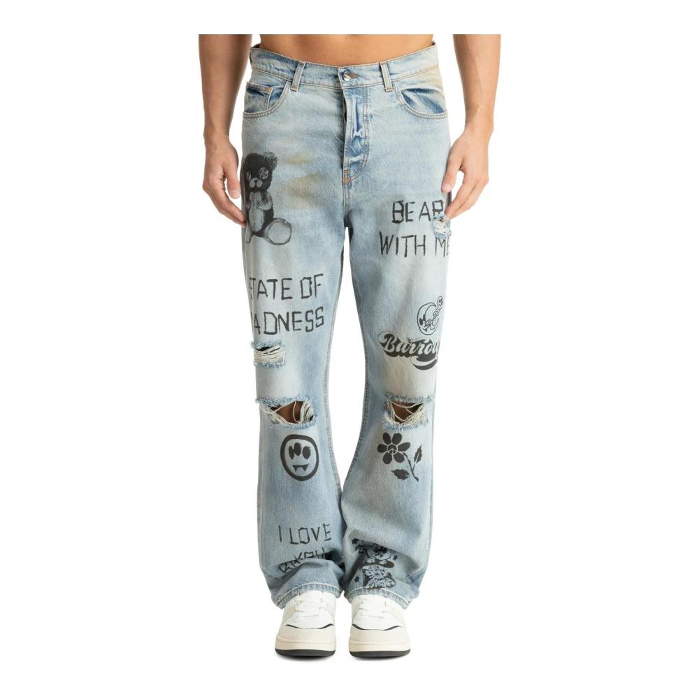 Abstract Multicolor Jeans with Logo