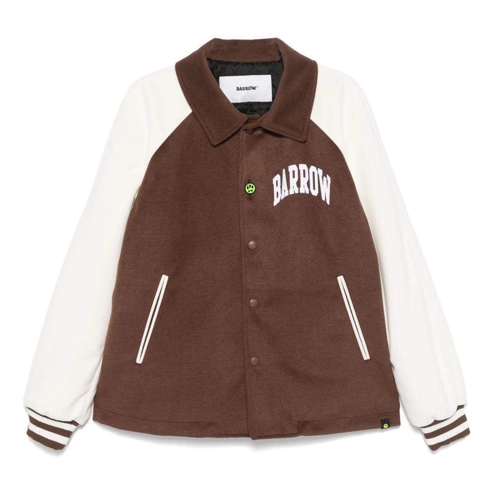 Beige Contrast Sleeve Varsity Coat