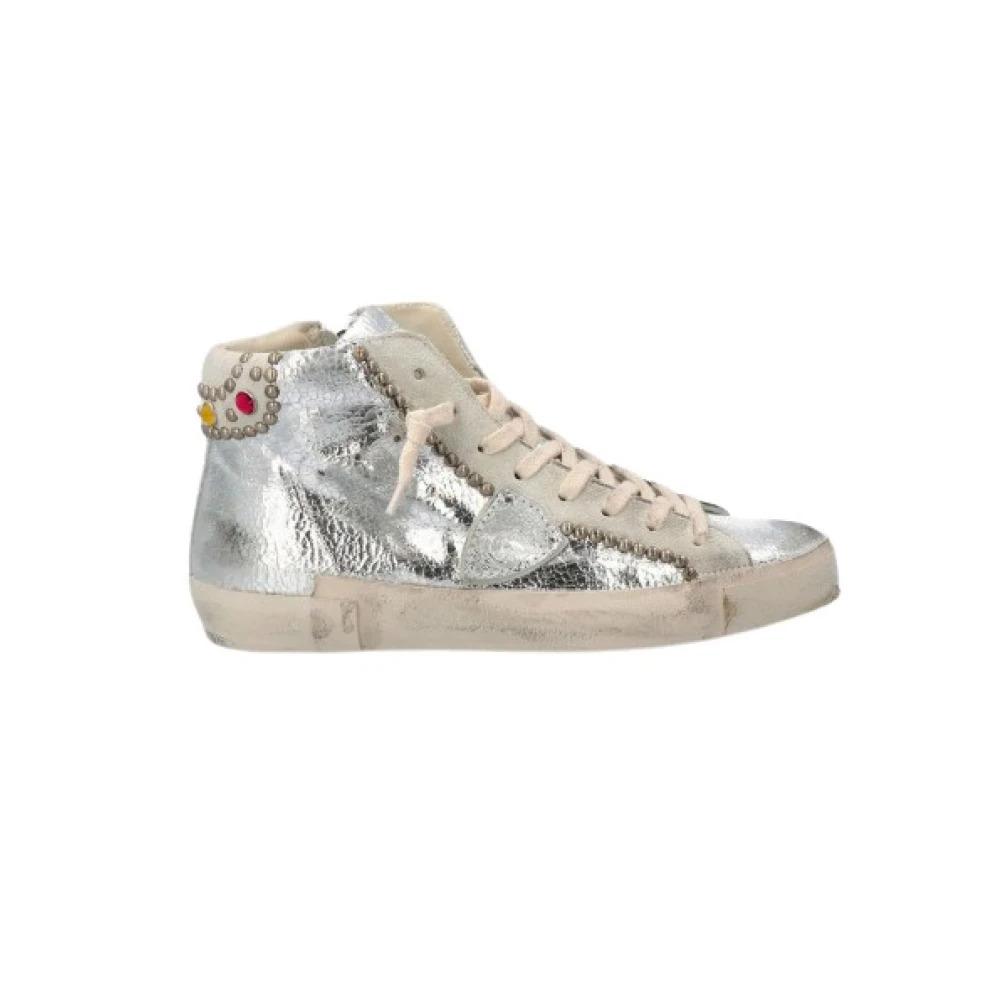 Iridescent Studded High Top Sneakers