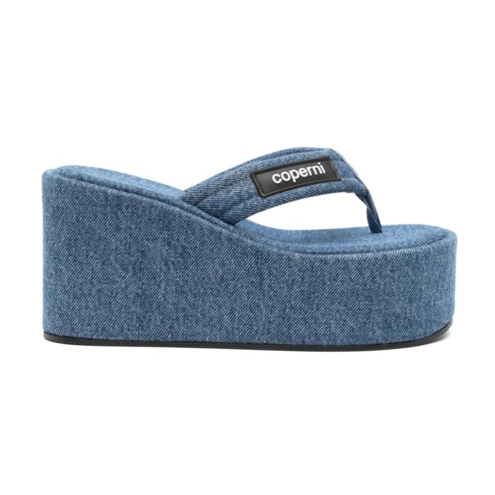 Washed Blue Wedge Sandal