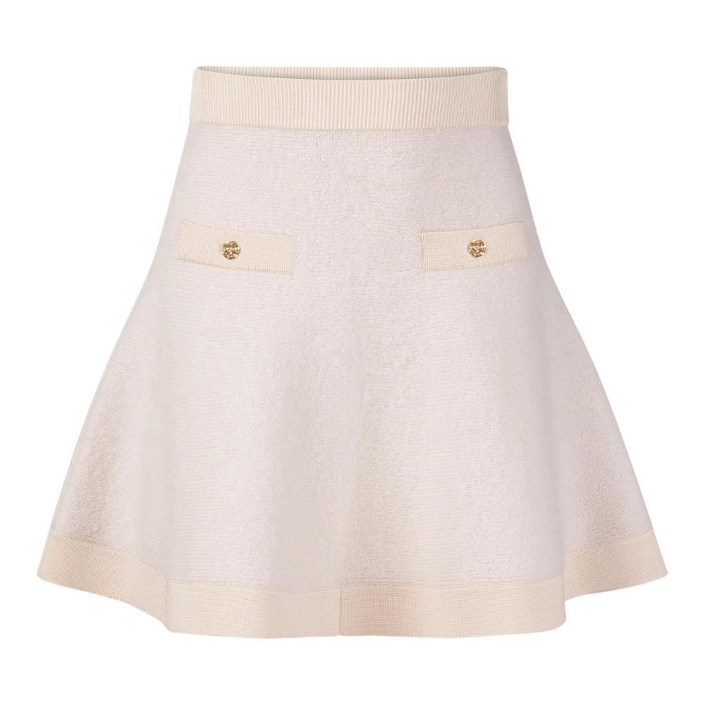 Beige Mohair Mini Flared Skirt