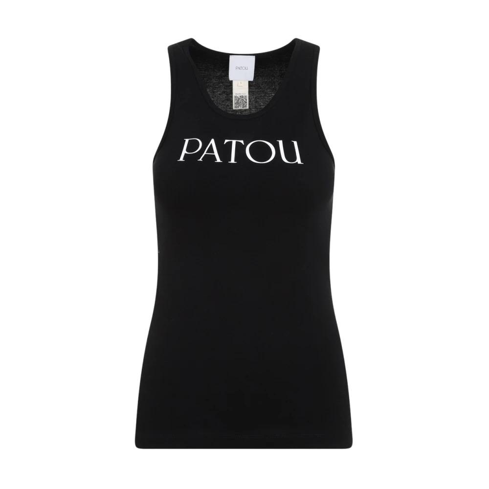 Black Cotton Tank Top with Logo