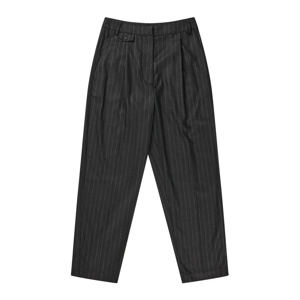 Pinstripe Edie Trousers Black