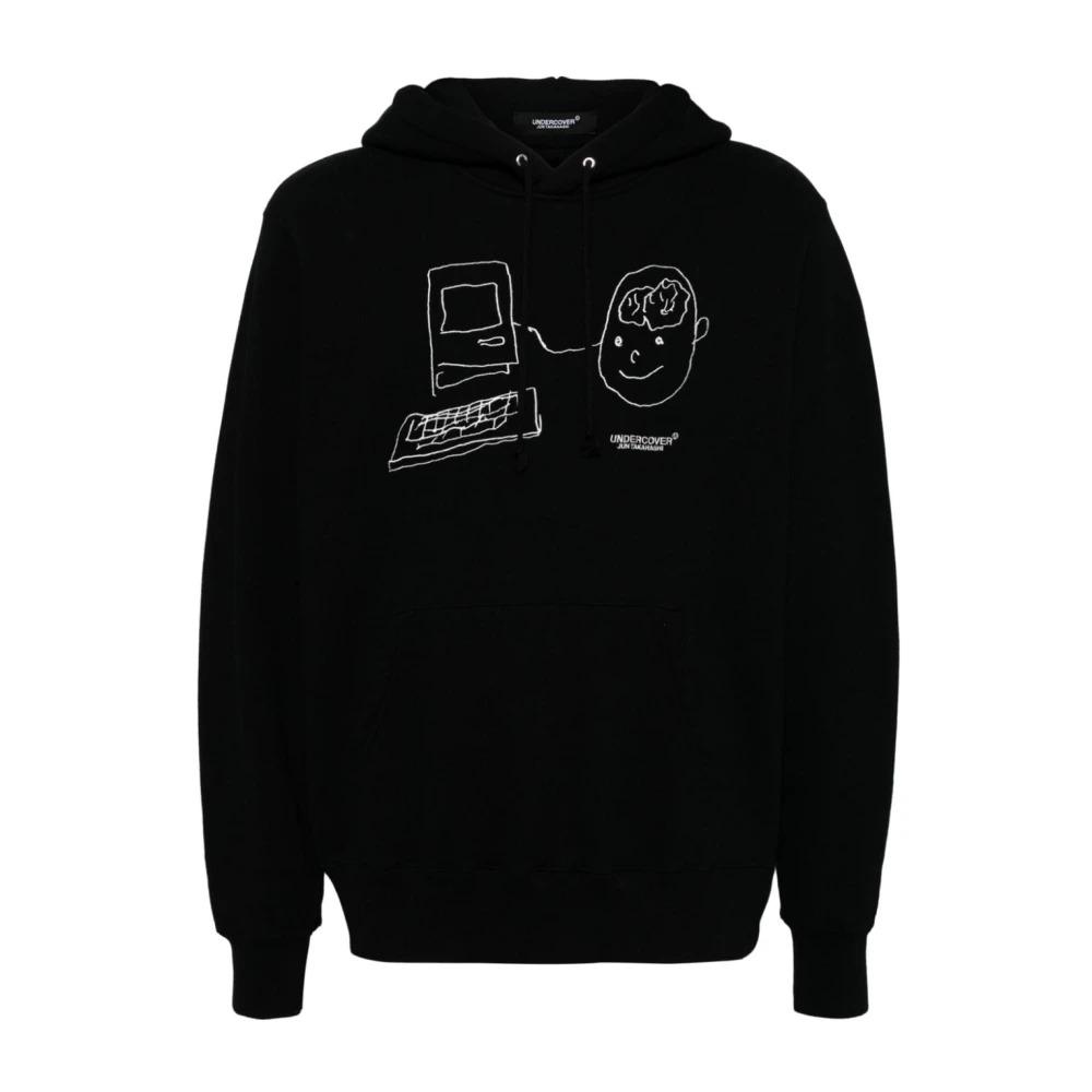 Black Oversize Hoodie with Front Embroidery