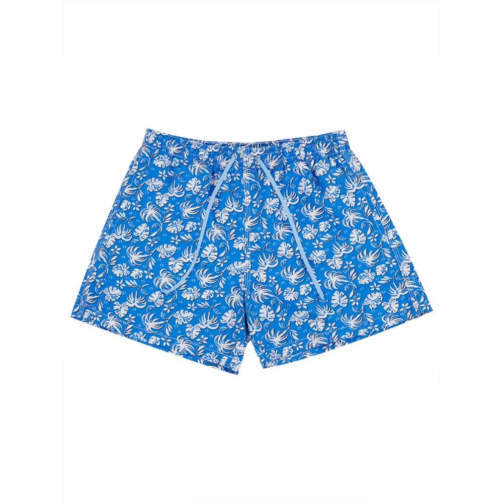 Blue Leaf Print Boxer Shorts