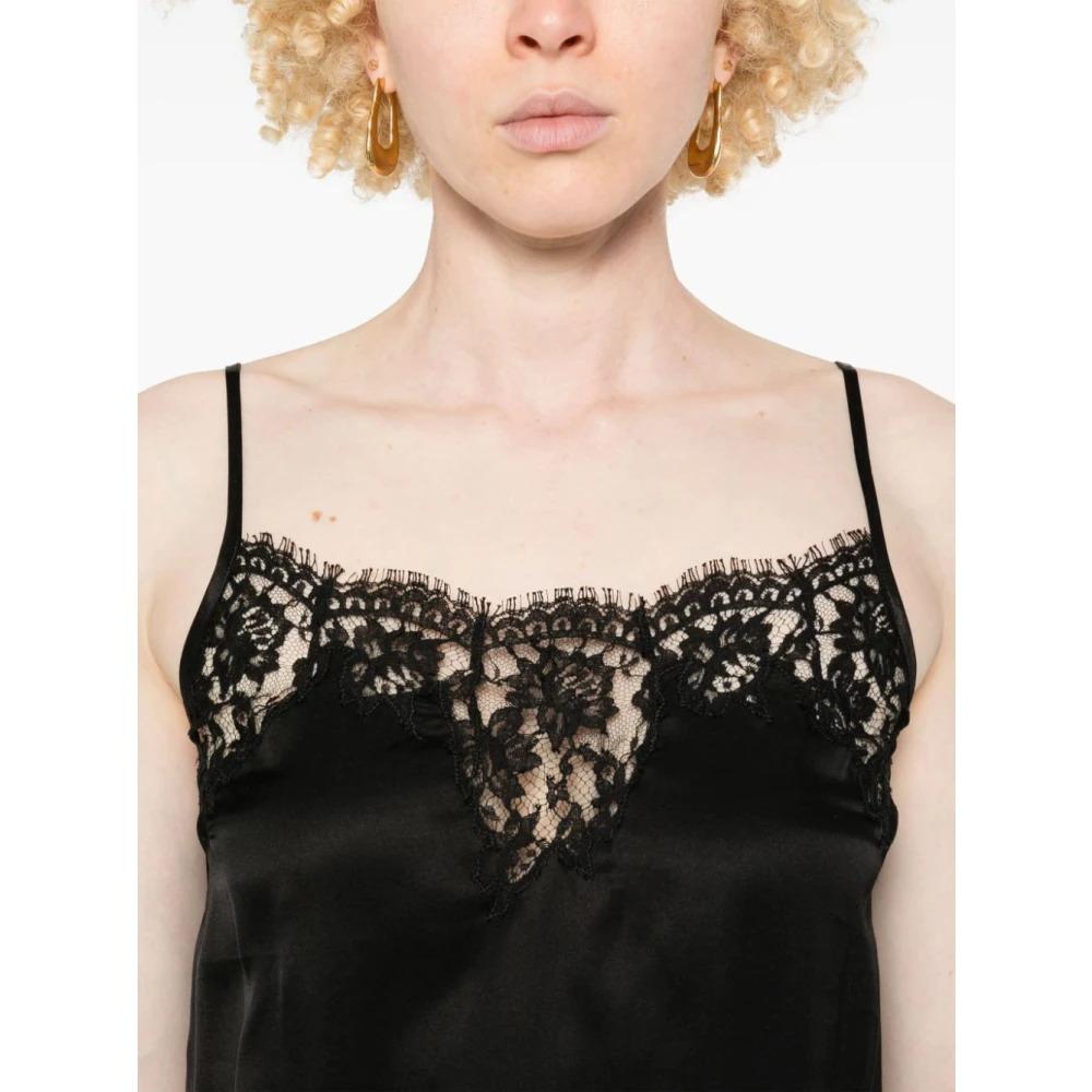 Black Floral-Lace Detailing Top