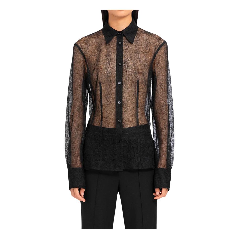 Black Lace Darted Shirt