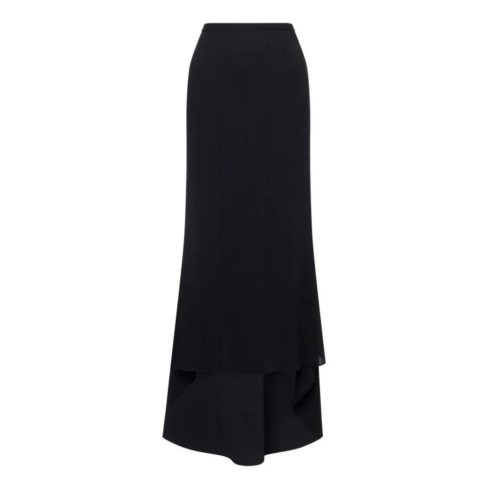 Black Maxi Skirt with Asymmetrical Hem