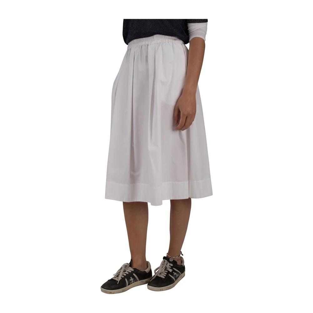 White Linen A-Line Midi Skirt