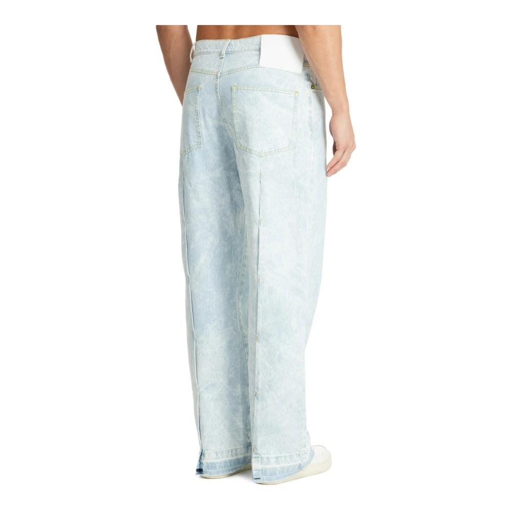 Men's Straight Jeans with Logo and Multiple Pockets