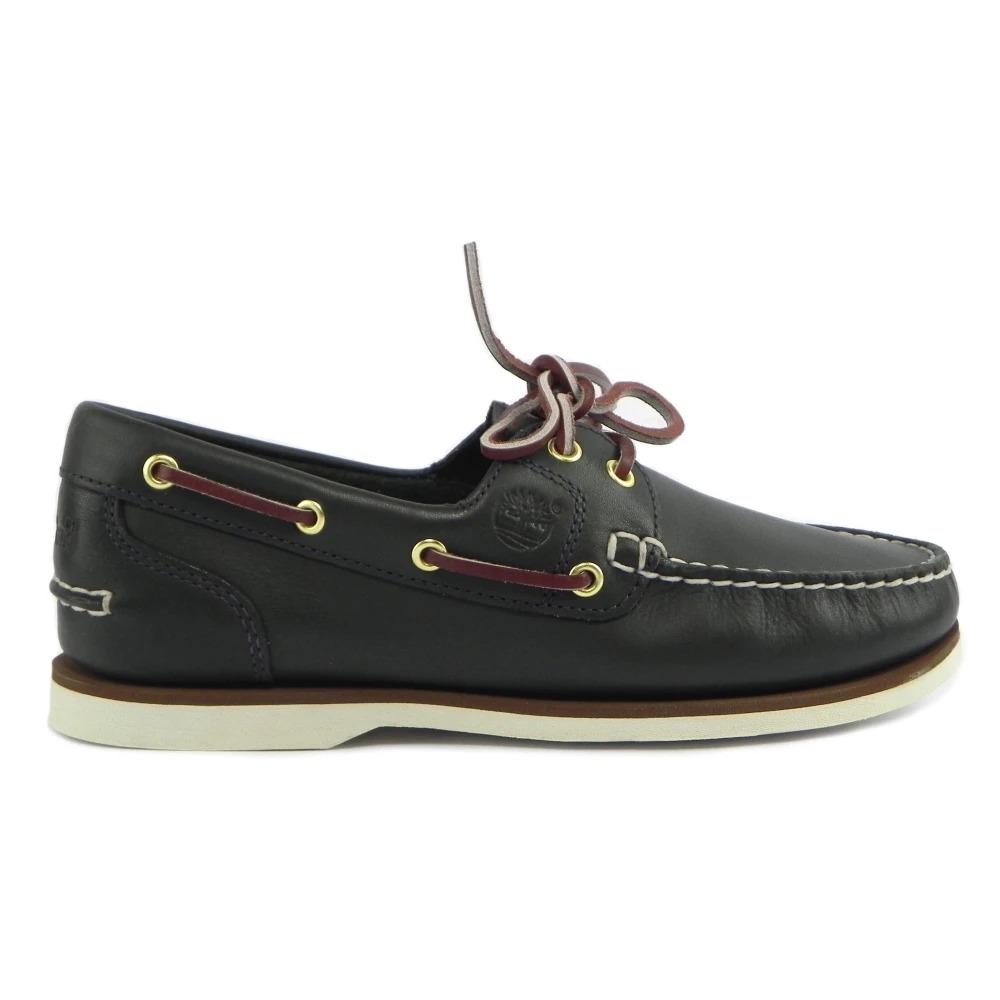 Blue Leather Boat Shoes