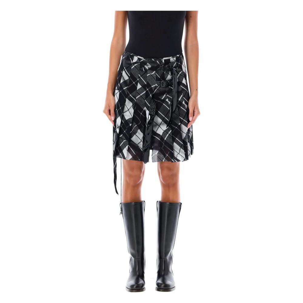 Tartan Mesh Mini Skirt Black White