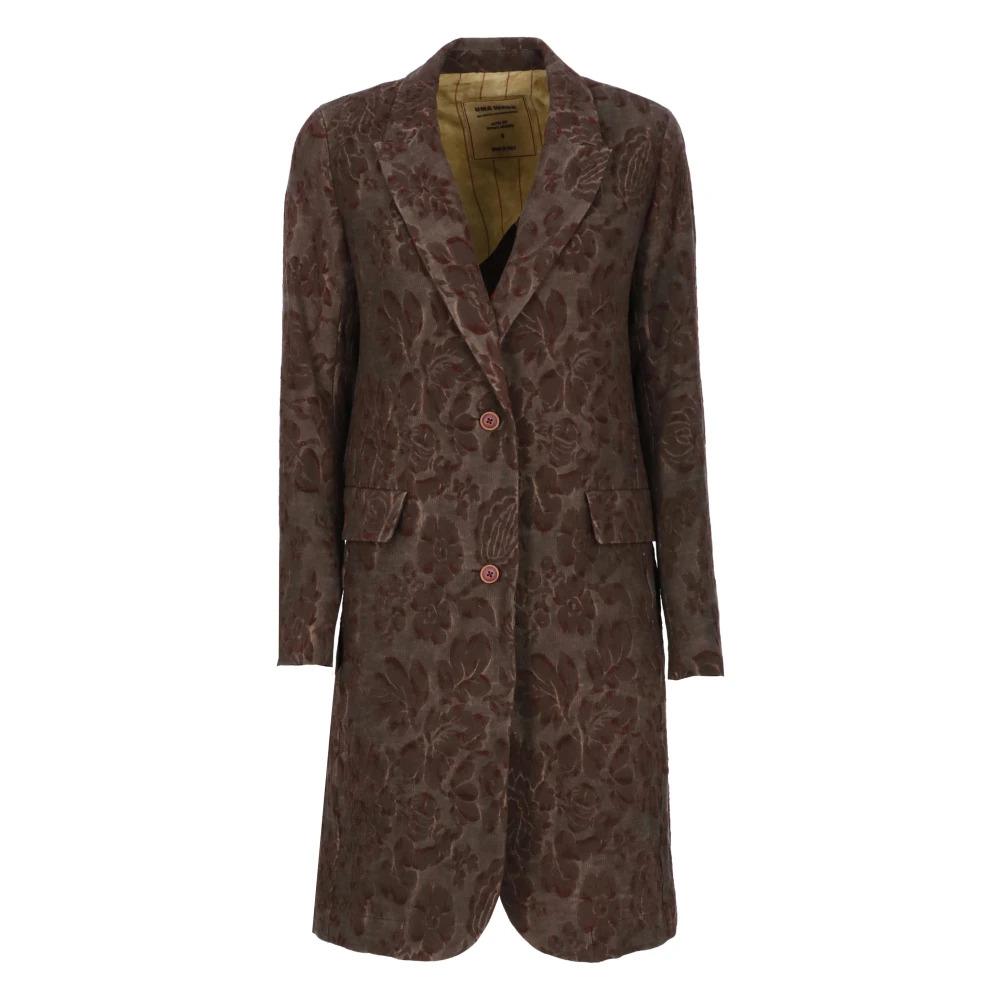 Brown Linen Coat Shawled Neck