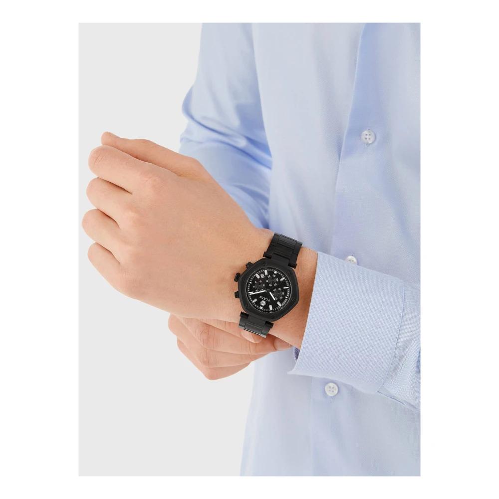 Hexagon Chrono Black Stainless Steel Watch